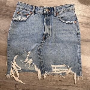 Zara Distressed Denim Skirt